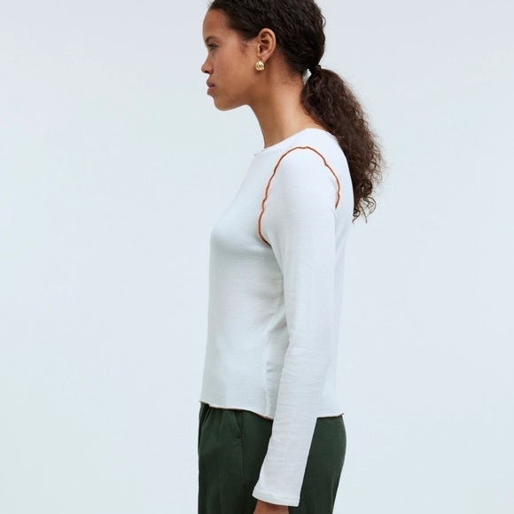 Madewell Contrast-Stitched Crewneck Crop Tee - Picture 3 of 7